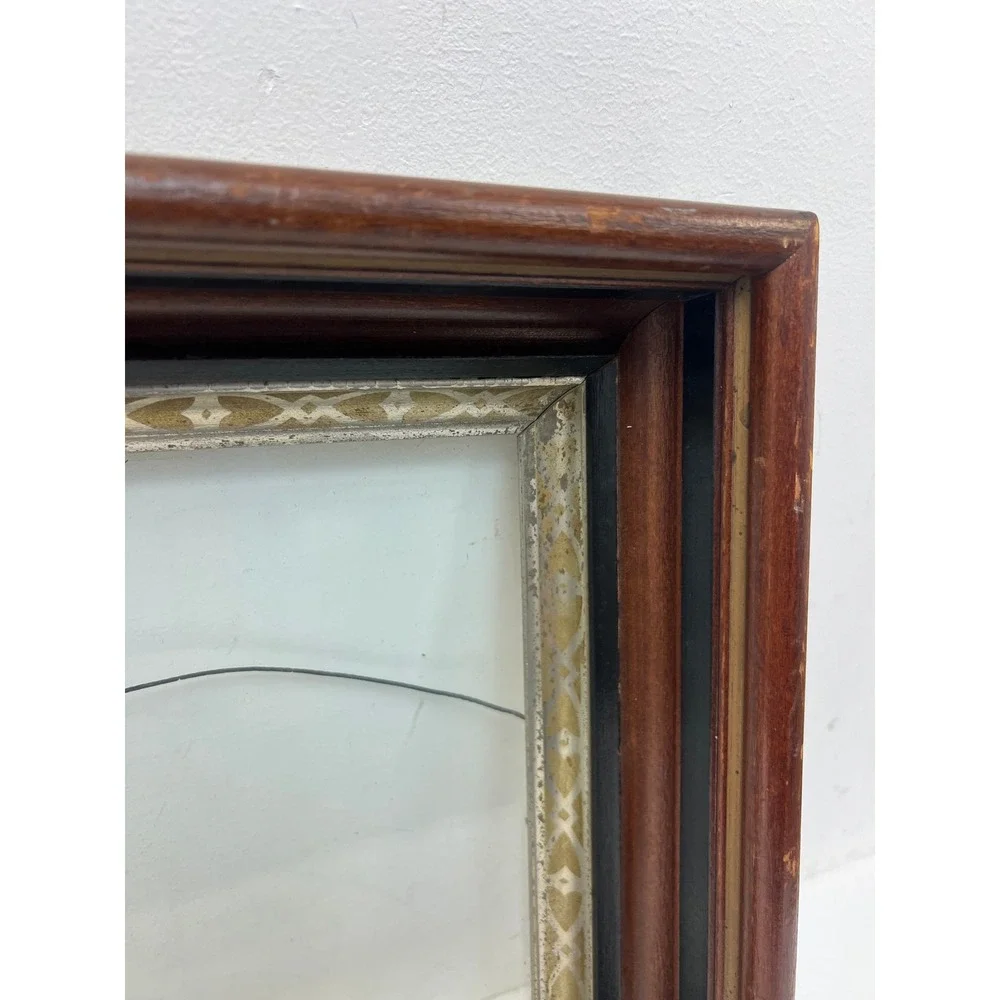 Victorian Shadowbox Deep Carved Wood Picture Frame Gold Trim Fits 8x10 vintage